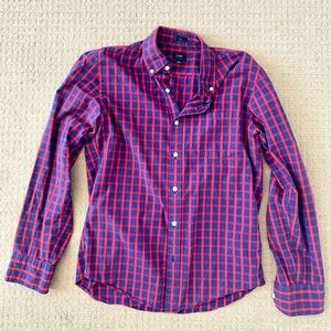 J. Crew men’s long sleeve medium button up shirt Navy and red checkered